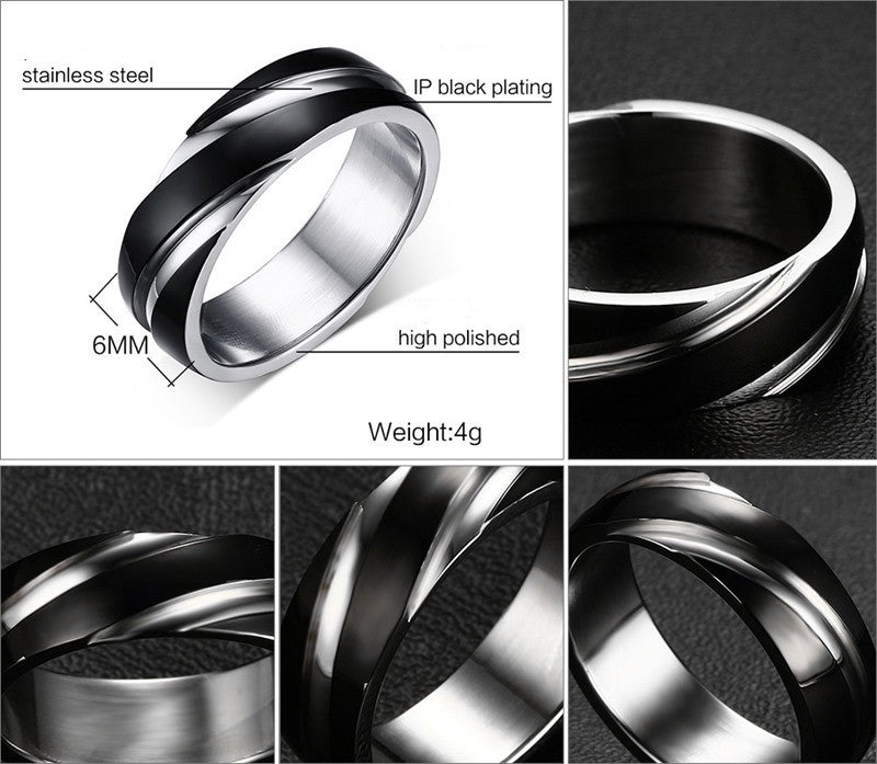 Black Titanium Steel Twill Ring