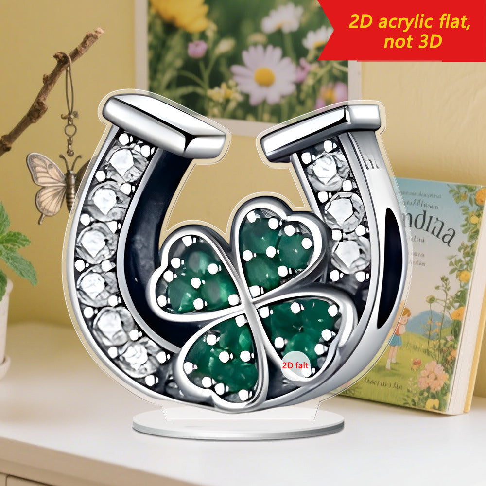 2D Acrylic Clover Horseshoe Figurine