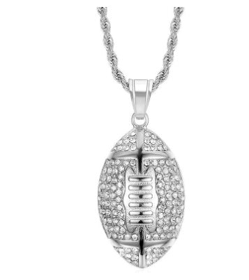 316L Stainless Steel Gold-plated Football Pendant Chain