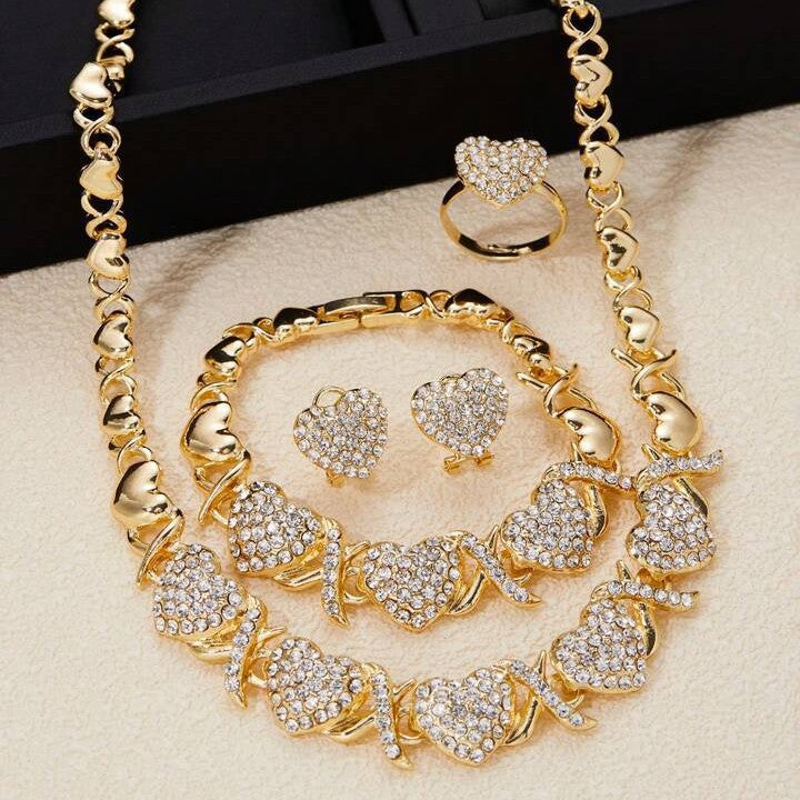 Bold Gold Hearts Electroplated Jewelry Set