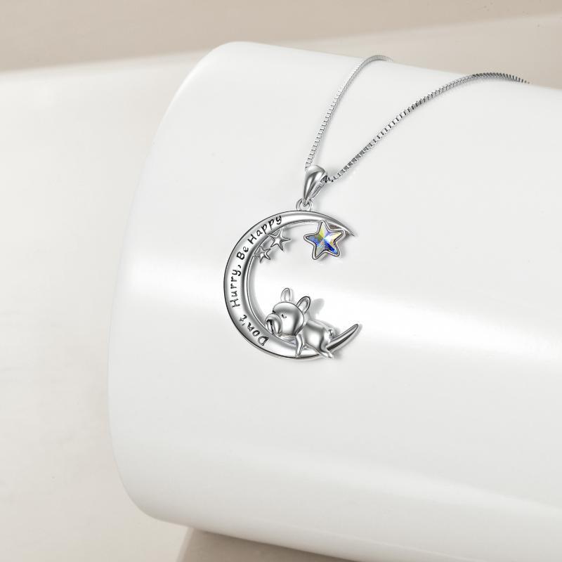 "Don't Hurry, Be Happy" - French Bulldog Moon Pendant Necklace