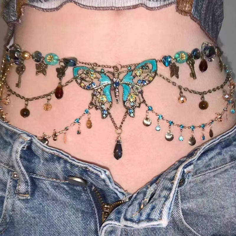 "Butterfly Deluxe" - Handmade Beaded Necklace and Waist Chain