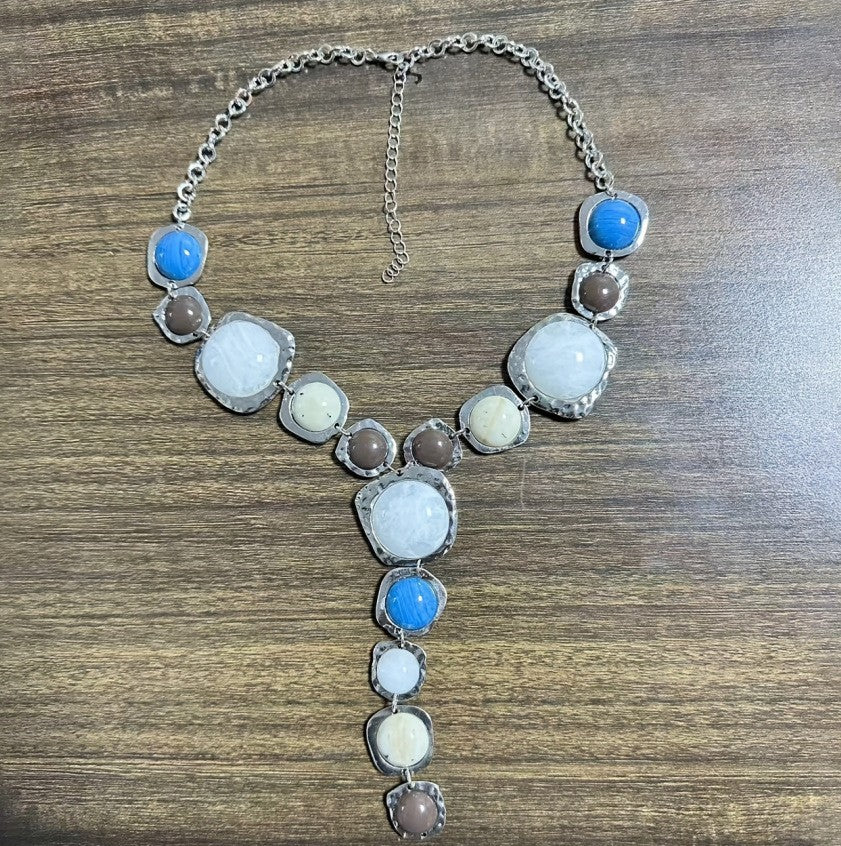 Vintage Dyed Resin Style Y-shaped Statement Necklace