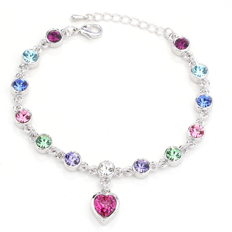 Alloy Crystal Dangle Heart Bracelet