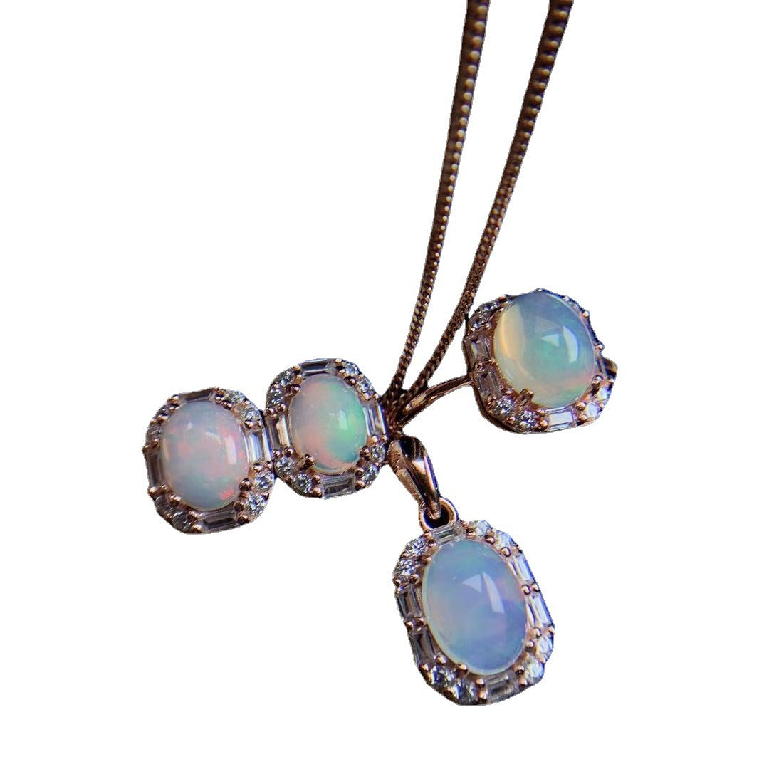 "Inlaid Natural Opal" - Jewelry Set