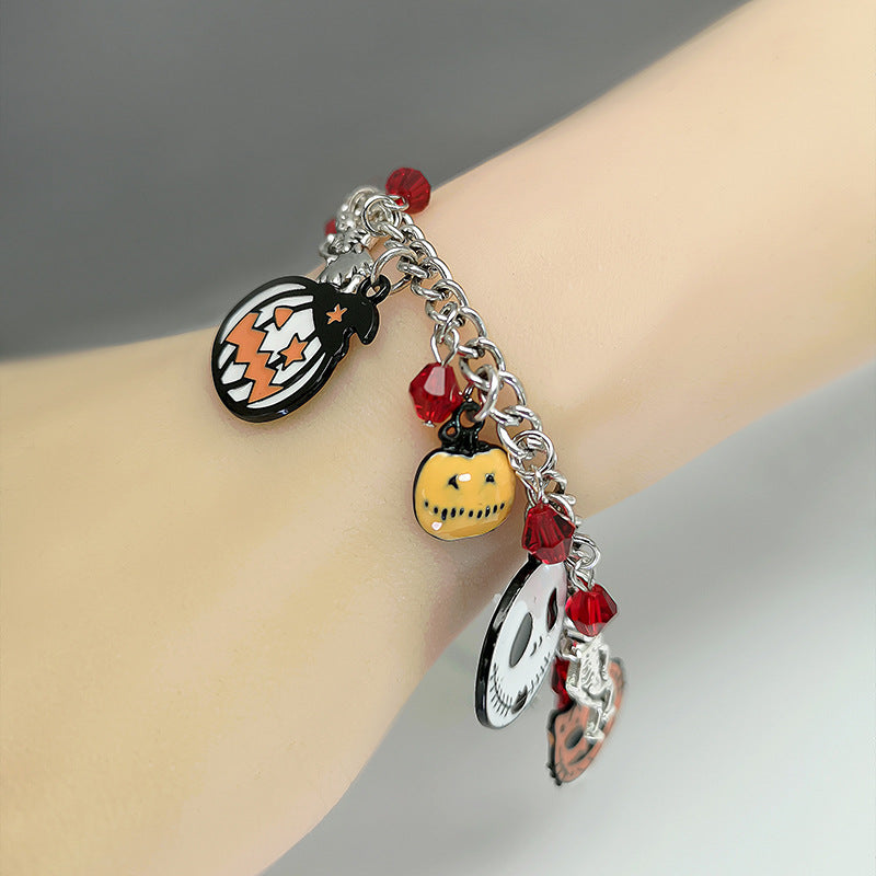 Pumpkin Skull Ghost Halloween Charm Bracelet