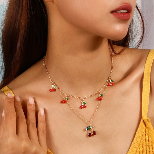 Double Layer Cherry Necklace
