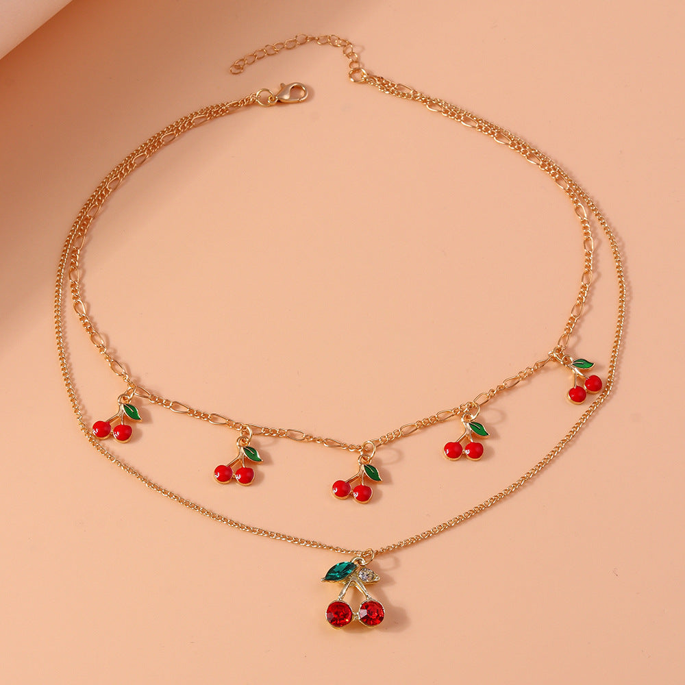 Double Layer Cherry Necklace