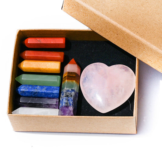 Natural Crystal Hexagon Prism Set