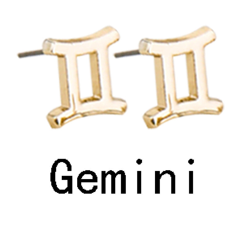 Zodiac Symbol Gold-plated Stud Earrings
