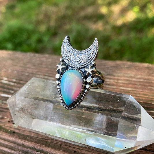 Vintage Stone Moon Star Ring