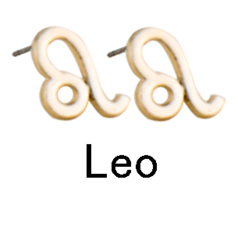 Zodiac Symbol Gold-plated Stud Earrings