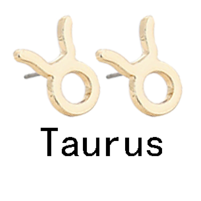 Zodiac Symbol Gold-plated Stud Earrings