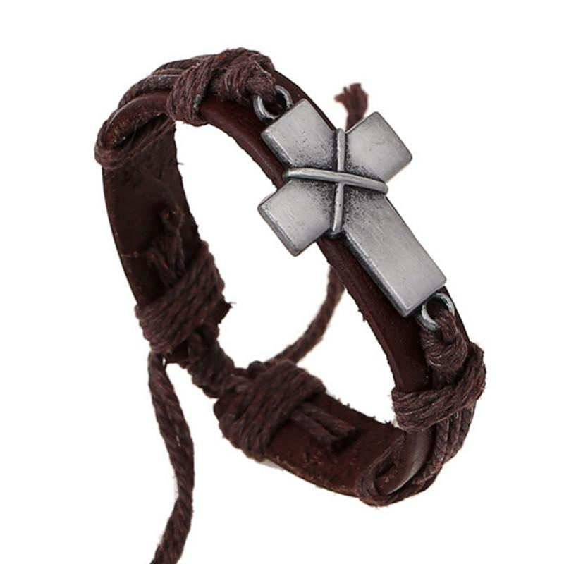 Leather Cross Bracelet