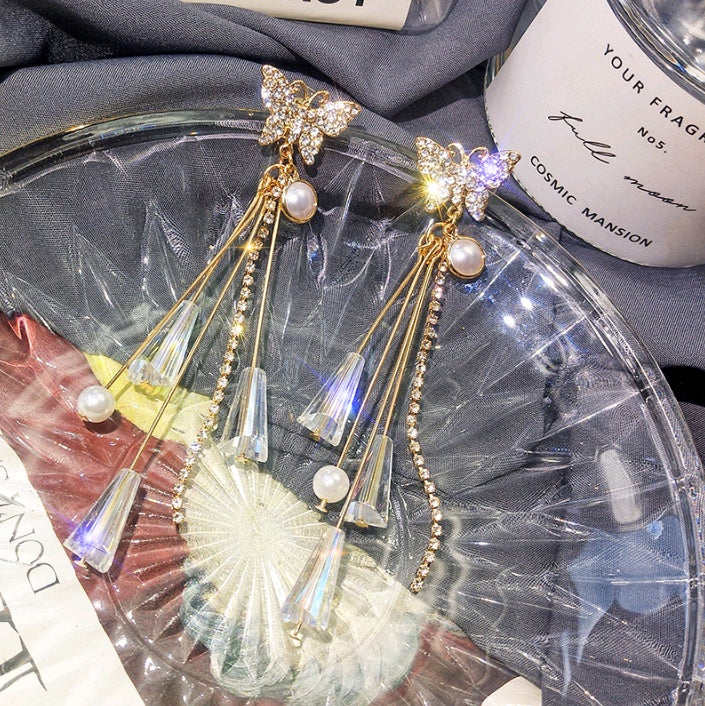 "Butterfly Shimmer" - Crystal Dangle Earrings