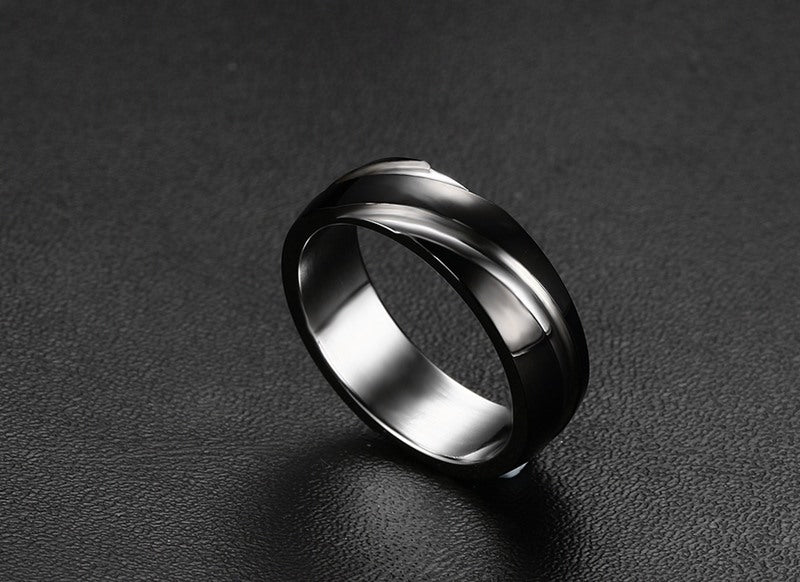 Black Titanium Steel Twill  Ring