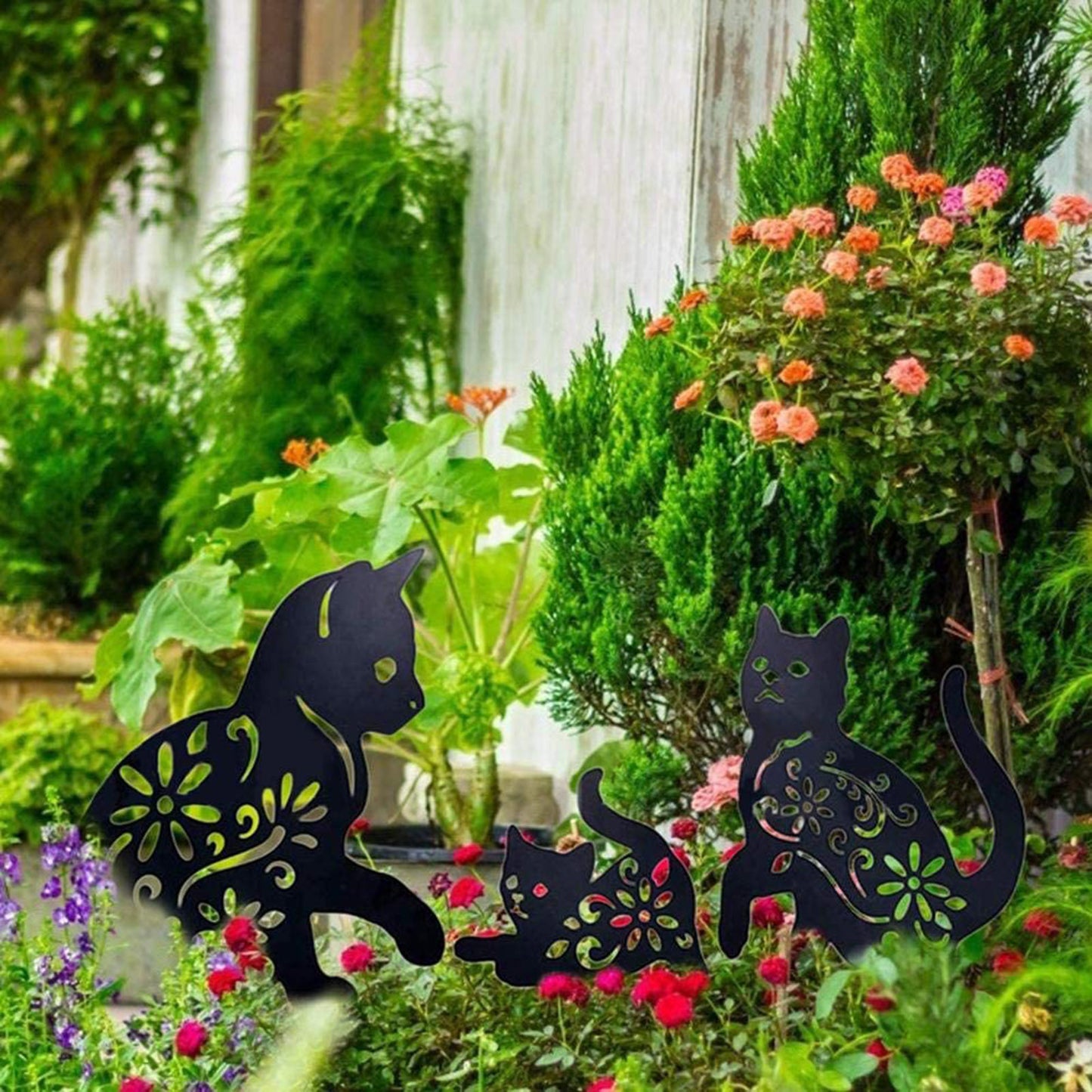 Iron Black Cat Garden Decor