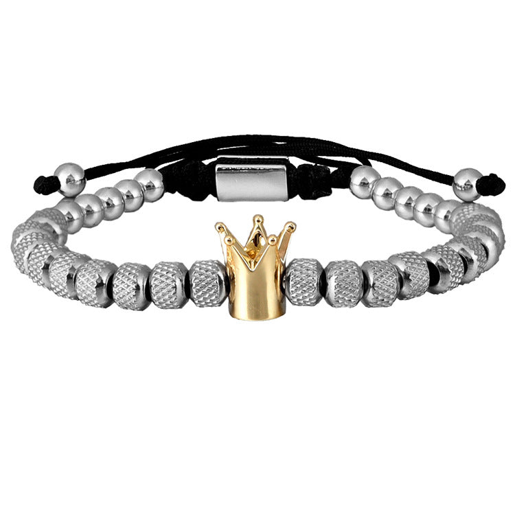 Stainless Steel Luxury Roman Royal Crown Charm Bracelet