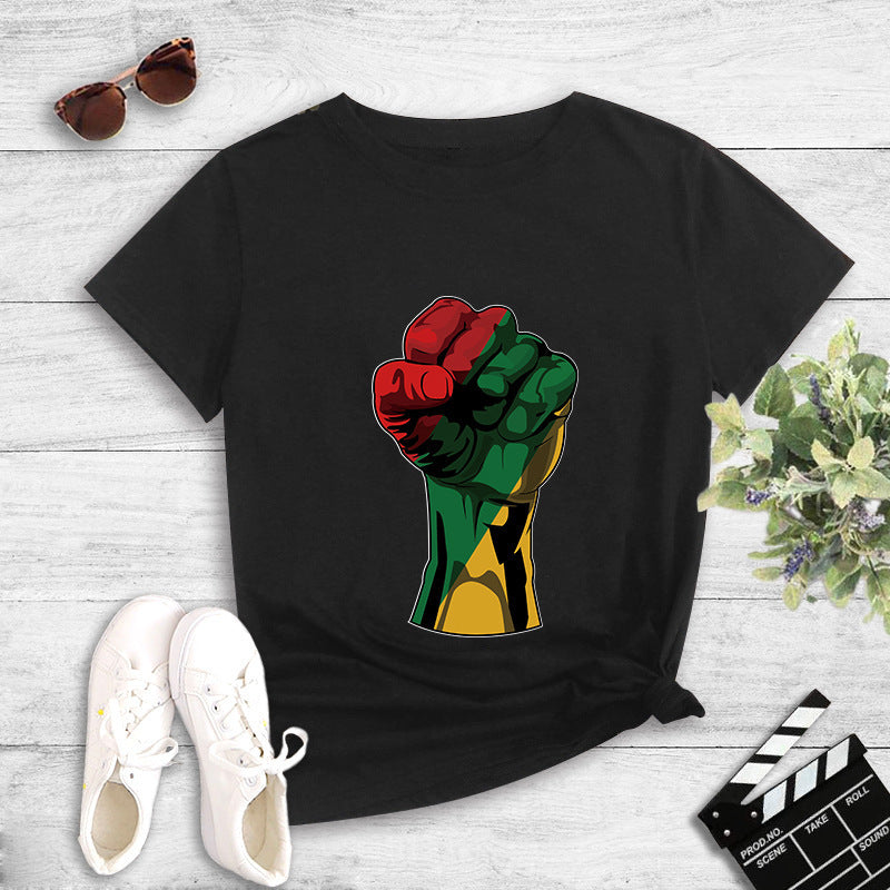 Multicolored Fist Soft Breathable Short-Sleeved T-Shirt