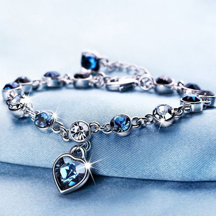 Alloy Crystal Dangle Heart Bracelet
