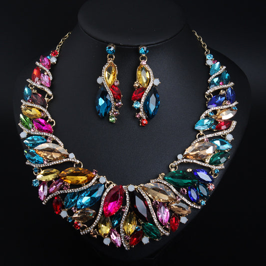 Women's Crystal Necklace and Earring Set