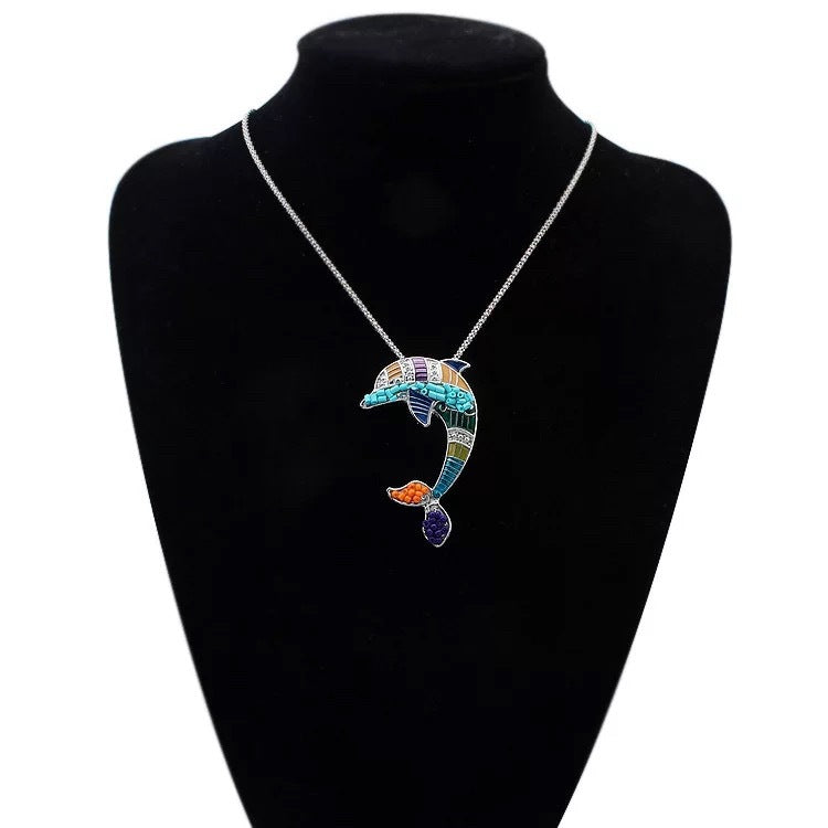 Alloy Drip Oil Dolphin Jewelry Set