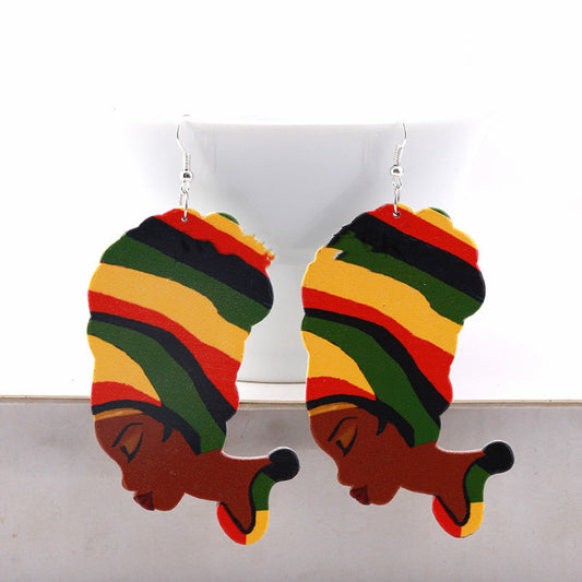 Multicolored Black Woman Dangle Earrings