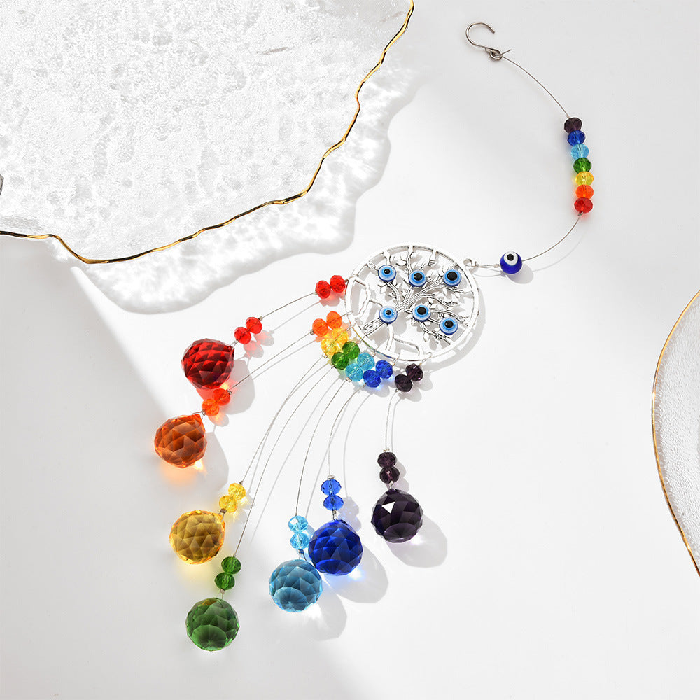Crystal Evil Eye Wind Chimes for Home and Garden