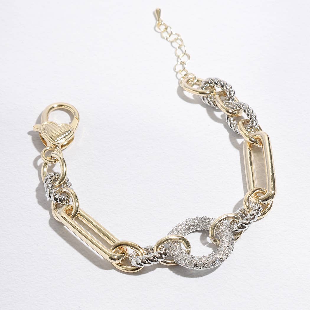 "Luxury Links" - Two-Toned Chunky Chain Linked Bracelet