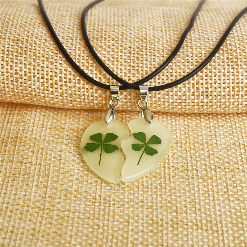 "Glow Clover, Glow" - Couple Necklaces