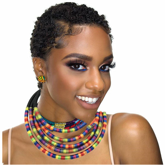 Cultural Multilayered Choker Necklace and Earring Sets