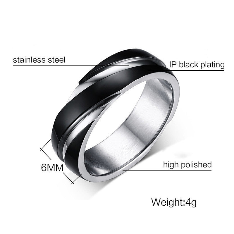 Black Titanium Steel Twill  Ring