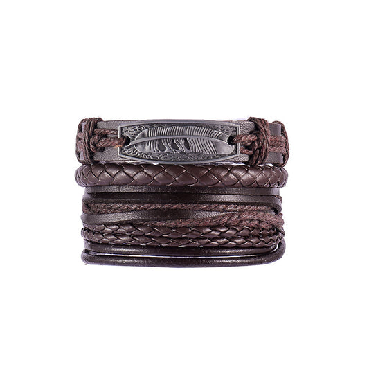 Hand-woven Multi-Layered Leather Bracelet
