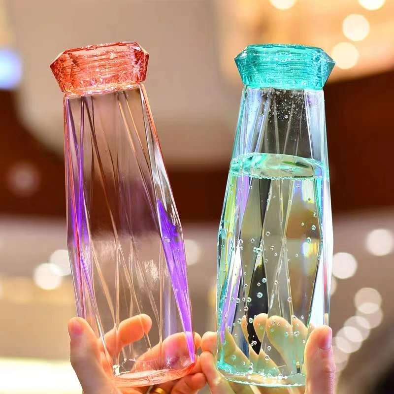 "Colorful Crystals"- BPA Free Glass Water Bottle (Perfect for Kids)