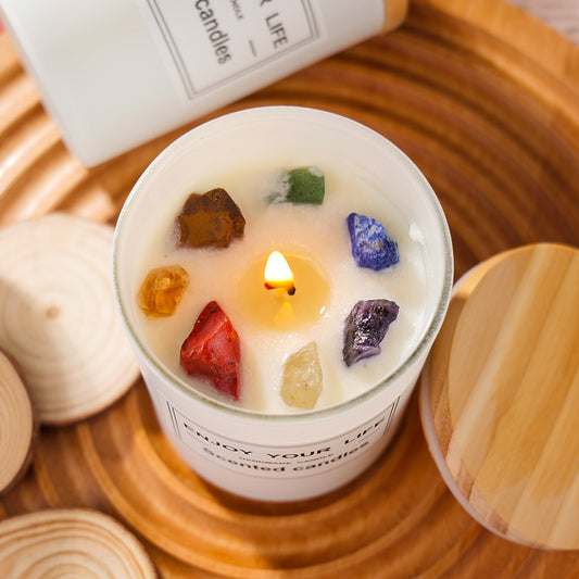 Handmade Natural Crystal Aroma therapy Soy Candle