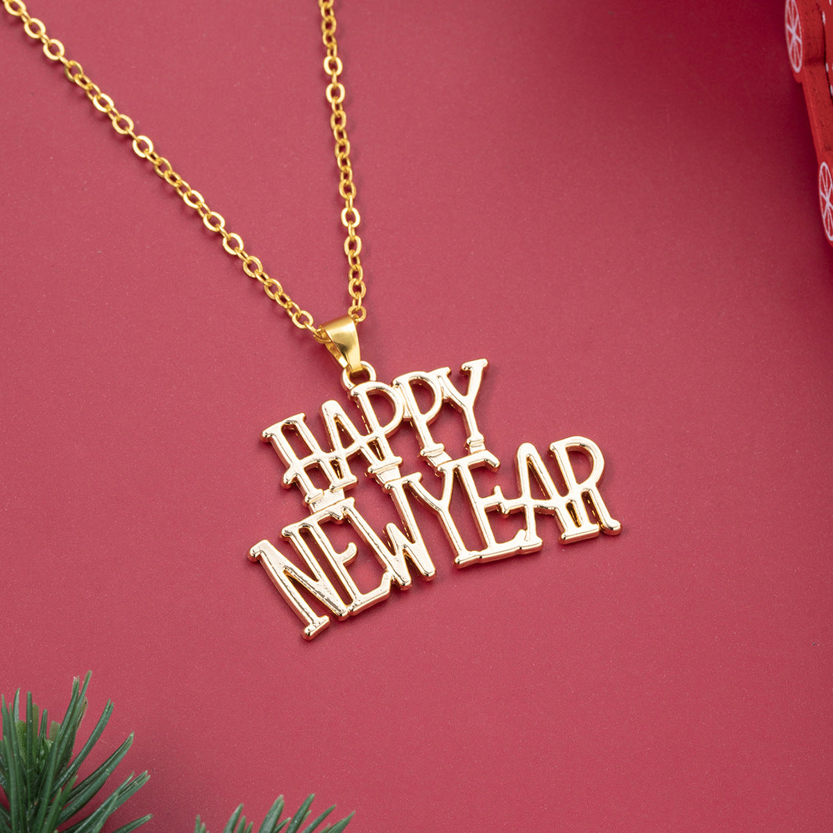 English Letter Happy New Year's Necklace