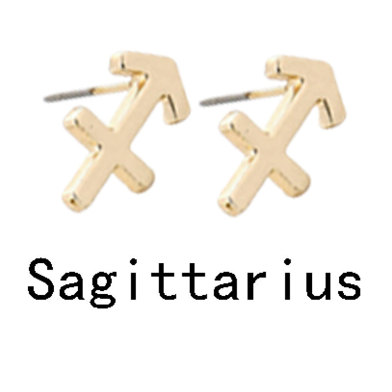Zodiac Symbol Gold-plated Stud Earrings