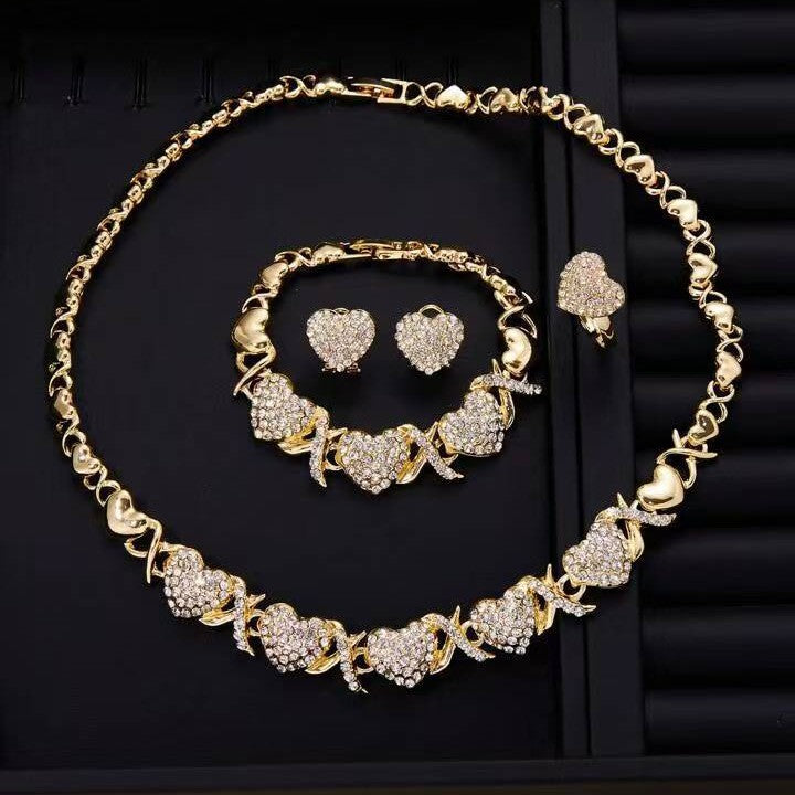 Bold Gold Hearts Electroplated Jewelry Set