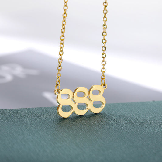 Old English Numerology Stainless Steel Necklace