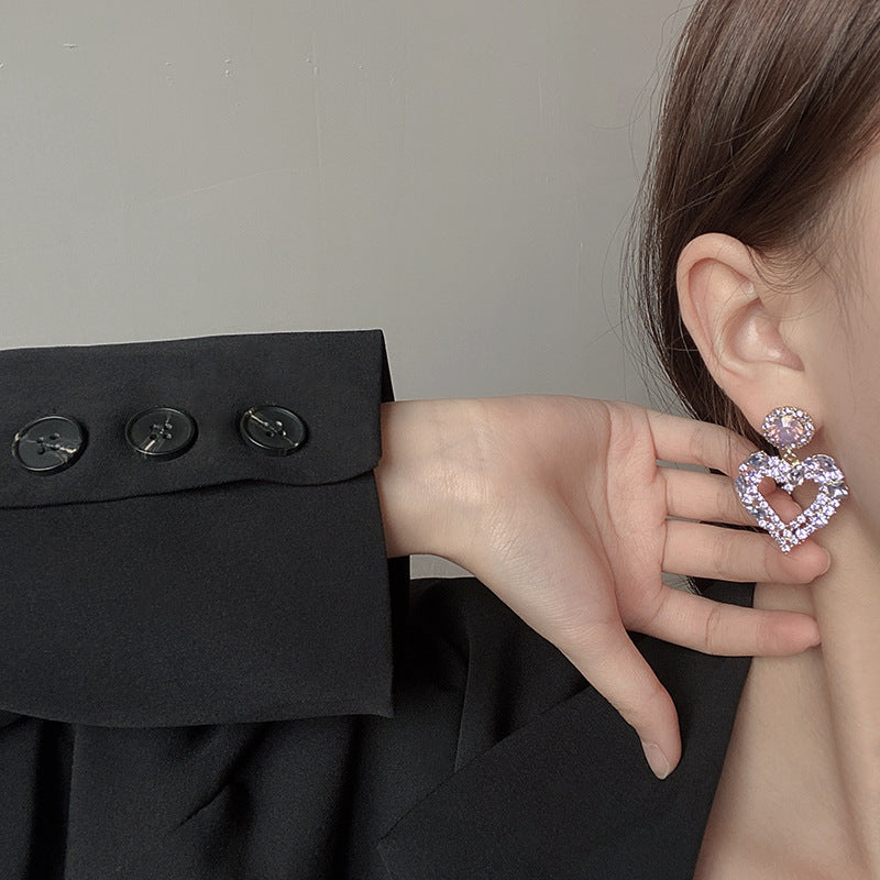 Temperament Crystal Love Earrings