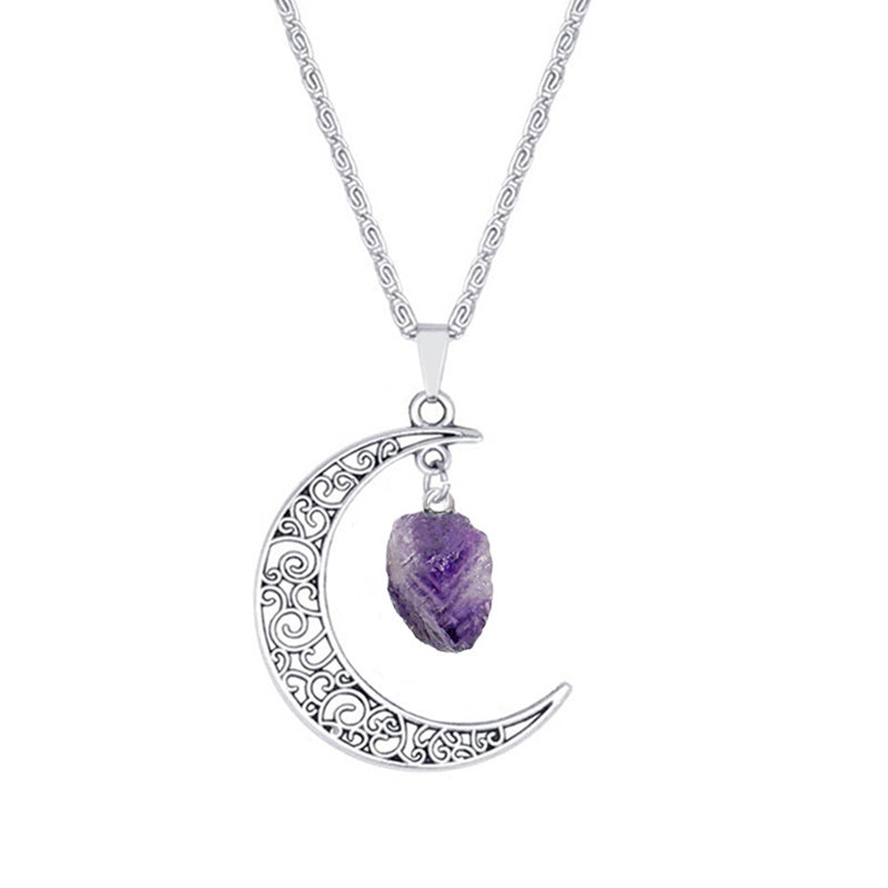 "Vintage Moon" - Natural Amethyst Stone Necklace