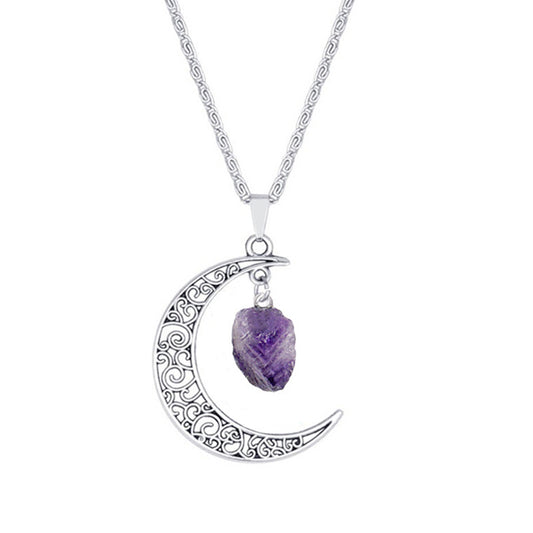 "Vintage Moon" - Natural Amethyst Stone Necklace