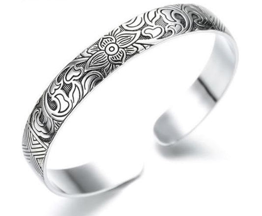 Copper Silver-plated Lotus Healing Bracelet