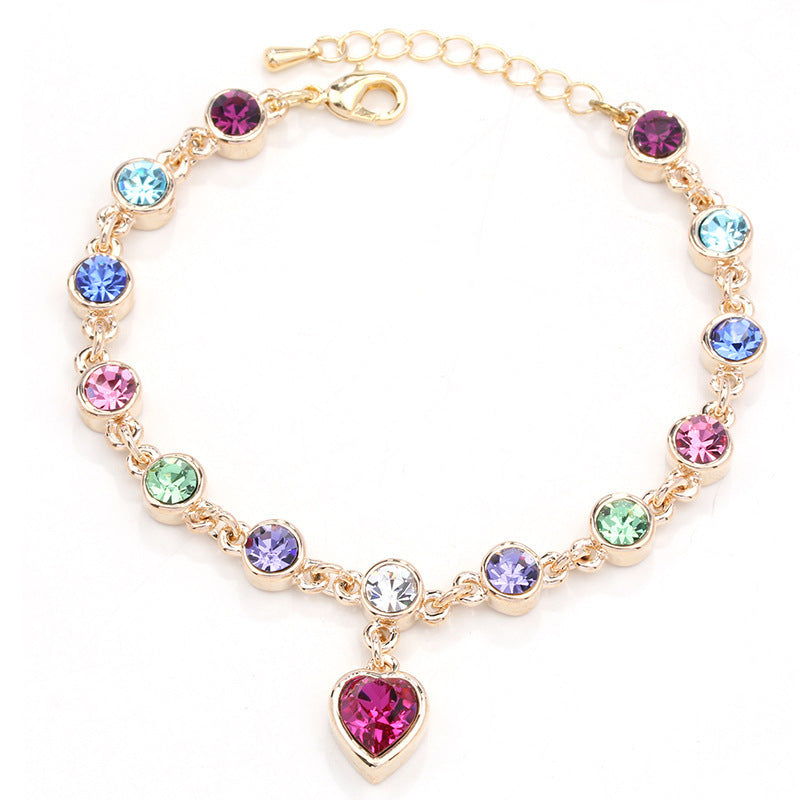 Alloy Crystal Dangle Heart Bracelet