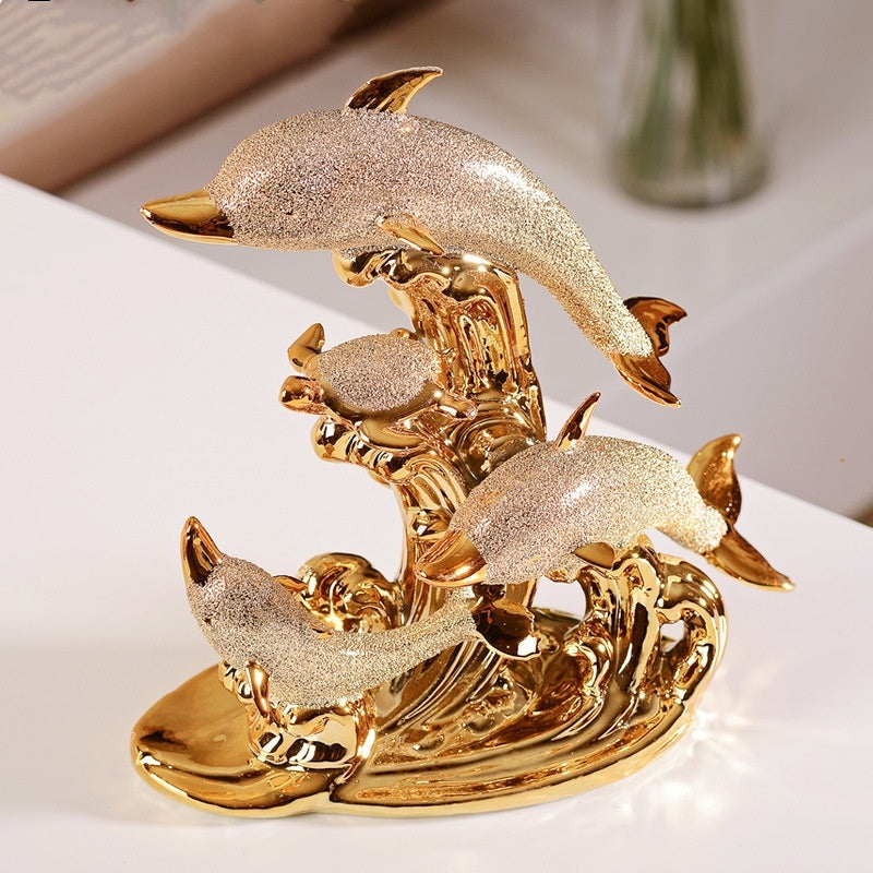 Ceramic-plated Dolphin Bay Figurine