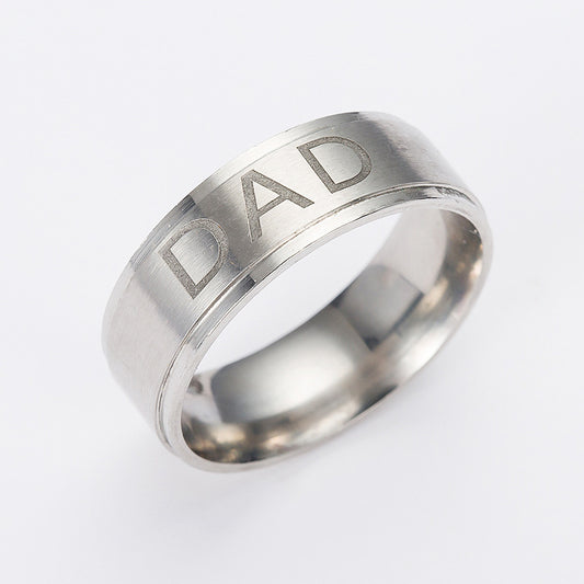 Monogram Dad Titanium Steel Ring