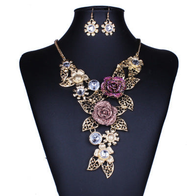 "Bohemian Flower" - Hollow Resin necklace And Earring Set