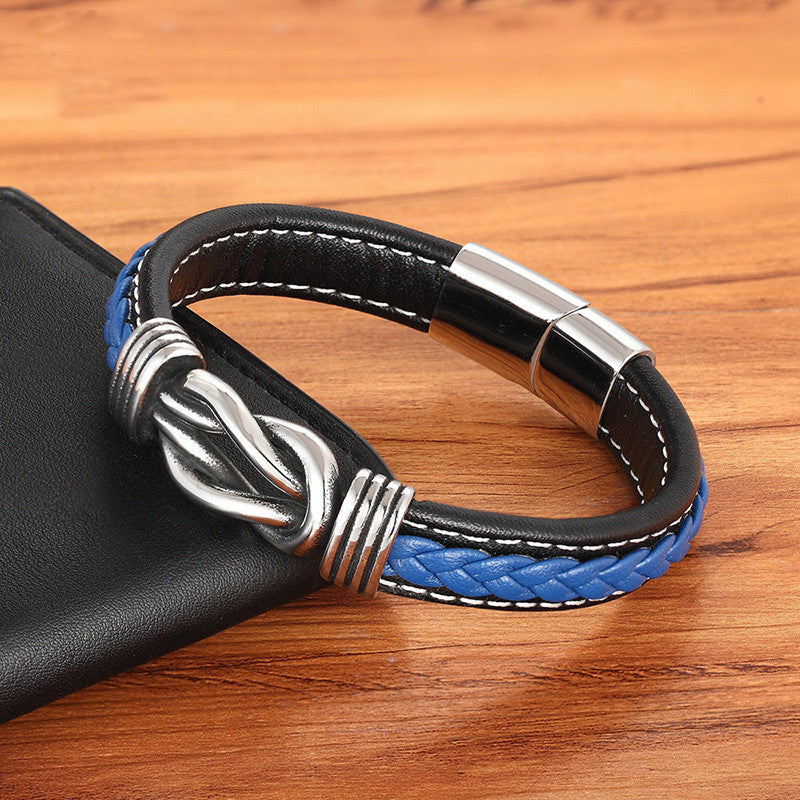 Stainless Steel Leather Cord Bracelet