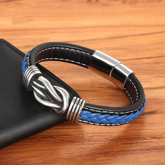 Stainless Steel Leather Cord Bracelet