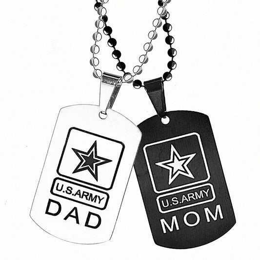 "Army Mom/Dad" - Titanium Steel Dog Tag Chain